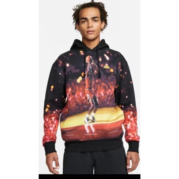 Nike Air Jordan Pullover Graphic Fleece Hoodie Black Sweater DC9610-010 M-L-XL - Picture 7 of 14